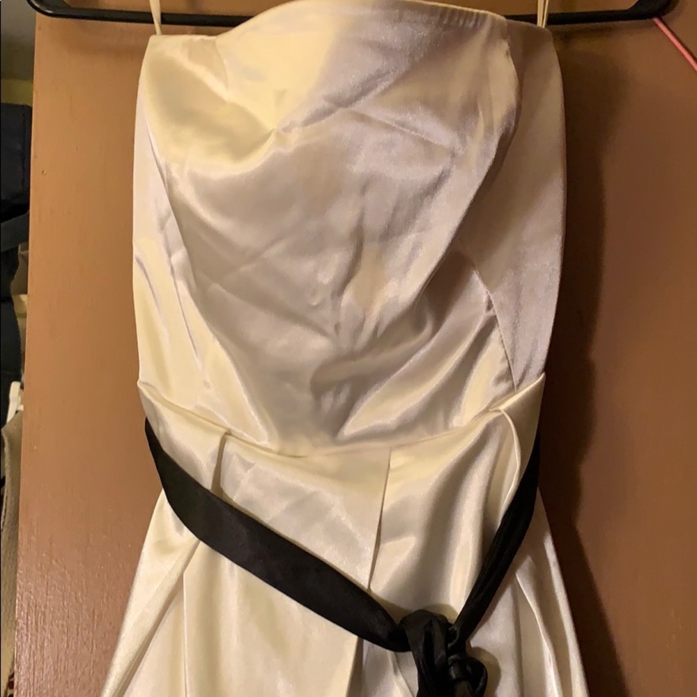 White dress with black belt